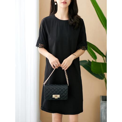 【现货7天】蕾丝拼接直筒显瘦连衣裙女2023夏季新款小心机气质女士长裙 商品图0