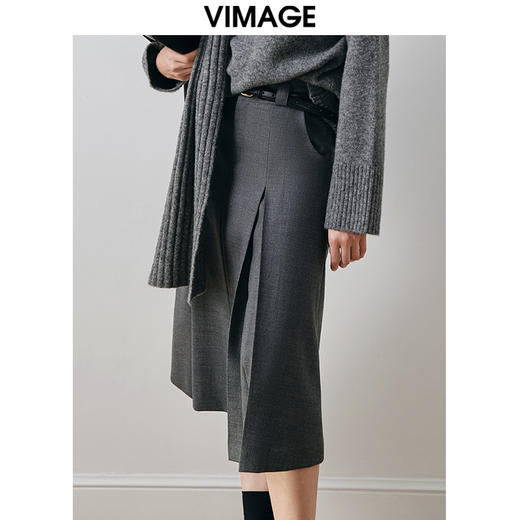 VIMAGE纬漫纪冬季新款修身显瘦高腰半裙半身裙V2006621半 商品图2