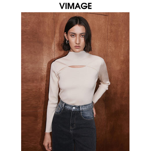 VIMAGE纬漫纪冬季新款时尚修身显瘦针织衫V2001615 商品图0