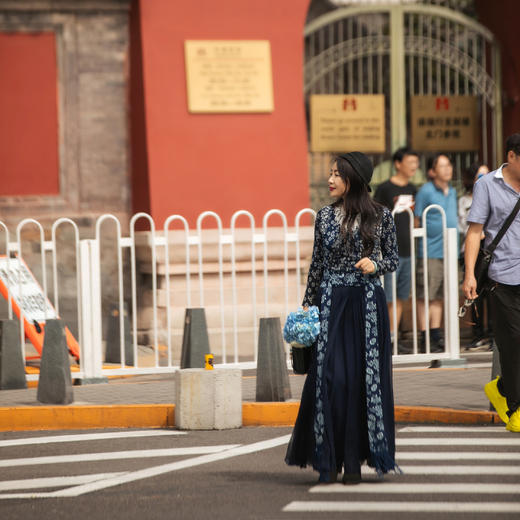 【林栖设计小店】桑蚕丝半身裙配蓝印花布腰封流苏长裙女1934131 商品图3