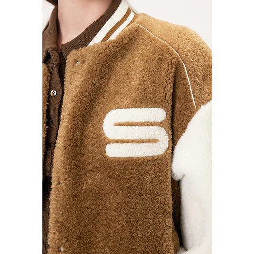 【严选】诗凡黎冬撞色设计字母绣花装饰宽松短款外套SEA110571 商品图3