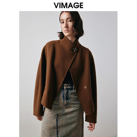 VIMAGE纬漫纪冬季新款小众设计时尚个性百搭宽松毛呢外套女V2014602 商品图0