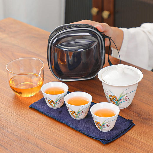 陶瓷功夫茶具户外便携式旅行茶具中式套装快客杯一壶三杯商务礼品 商品图1