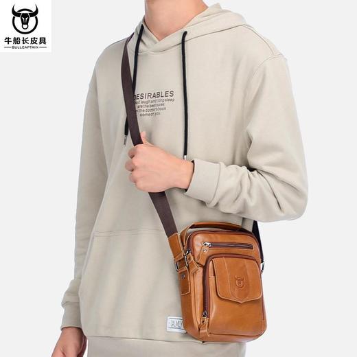 牛船长皮具真皮单肩包男头层牛皮休闲复古小盖头隔层大容量中小包 商品图1