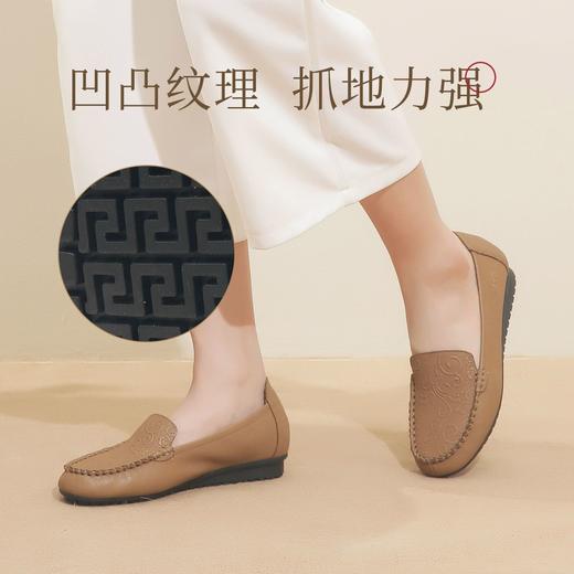 信诺软底乐福鞋女羊皮2023新款秋季一脚蹬中老年妈妈鞋平底豆豆鞋 商品图2