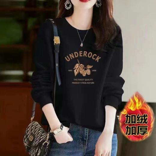 DD-音卓卫衣女秋冬新款韩版宽松圆领加绒加厚印花长袖上衣外套潮 商品图7