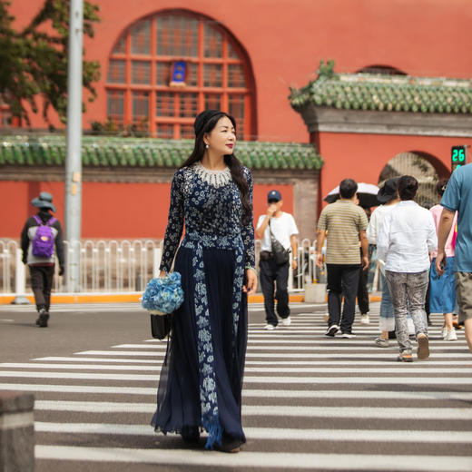 【林栖设计小店】桑蚕丝半身裙配蓝印花布腰封流苏长裙女1934131 商品图0