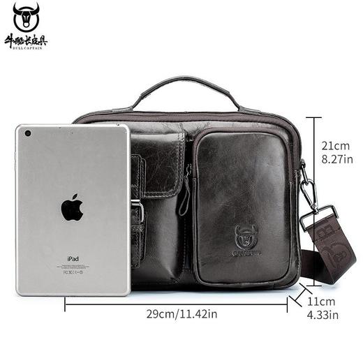 牛船长(BULLCAPTAIN)男士真皮单肩斜挎复古头层牛皮包 商品图2