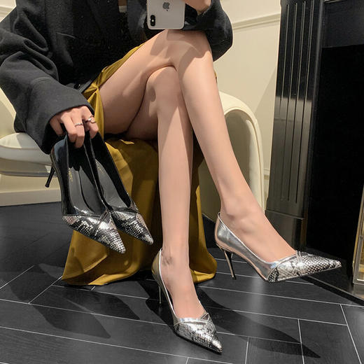 尖头细跟蛇纹高跟鞋，欧美风名媛气质单鞋KLTN-D-6604 商品图2
