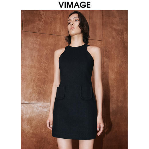 VIMAGE纬漫纪秋季新款设计感小众收腰气质裙子连衣裙V2007626 商品图0