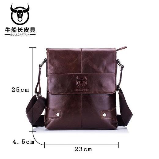 牛船长男士真皮单肩斜挎头层牛皮商务休闲ipad真皮电脑平板公文包 商品图4