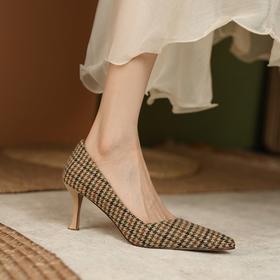 尖头小香风单鞋，细跟百搭纯欲风高跟鞋MCC-C-882