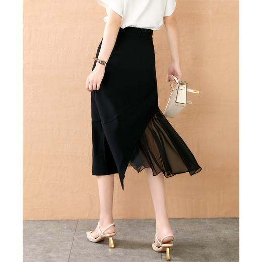 【现货款】鱼尾网纱半身裙女2023夏新款高腰显瘦不规则设计感小众a字裙 商品图1