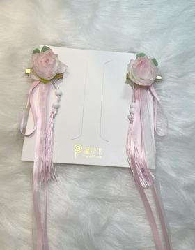 pureshare蓬纱馆 中秋发饰花朵长飘带对夹