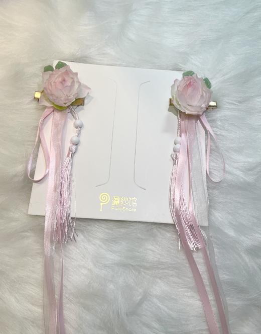 pureshare蓬纱馆 中秋发饰花朵长飘带对夹 商品图0