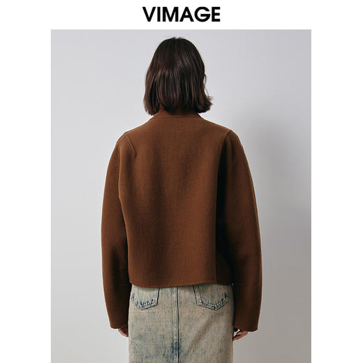 VIMAGE纬漫纪冬季新款小众设计时尚个性百搭宽松毛呢外套女V2014602 商品图4