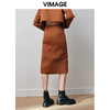 VIMAGE纬漫纪冬季新款时尚通勤高腰百搭中长裙纯色A字半身裙V2006628 商品缩略图4