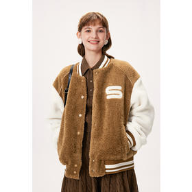 【严选】诗凡黎冬撞色设计字母绣花装饰宽松短款外套SEA110571