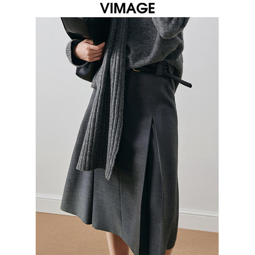 VIMAGE纬漫纪冬季新款修身显瘦高腰半裙半身裙V2006621半 商品图3