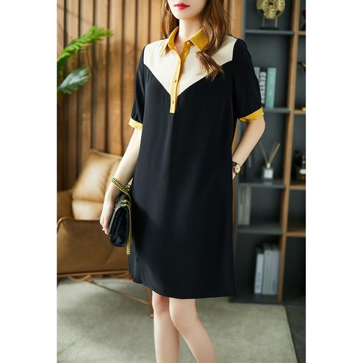 【现货款】天丝气质短袖Polo领连衣裙女2023夏季新款韩版宽松显瘦a字裙 商品图2