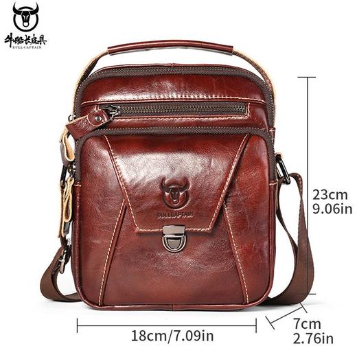 牛船长(BULLCAPTAIN) 头层牛皮单肩斜挎包男士复古牛皮包 商品图1