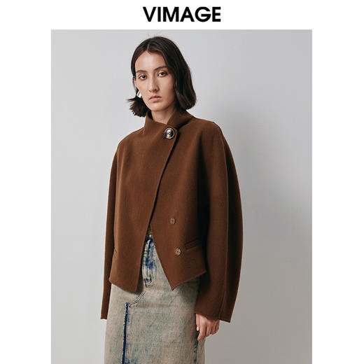 VIMAGE纬漫纪冬季新款小众设计时尚个性百搭宽松毛呢外套女V2014602 商品图2
