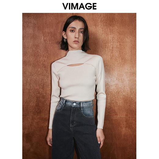 VIMAGE纬漫纪冬季新款时尚修身显瘦针织衫V2001615 商品图3
