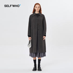 Self Who桑蚕丝羊毛双面呢外套女冬季2023新款高级感宽松呢子大衣