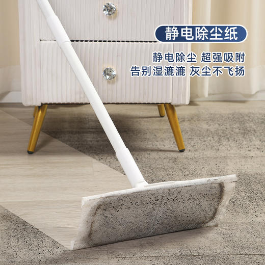 【静电除尘吸水吸附！三合一拖把】长短可变，即用即抛，家用免手洗一次性湿巾拖把地板清洁干巾拖把可替换布拖特价清仓 商品图1