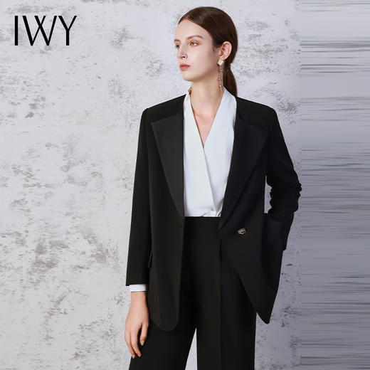 IWY/高端干练黑色职业西装套装女气质商务正装白领经理西服外套C13518+P33518 商品图3