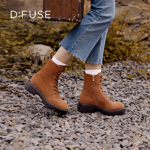 Dfuse迪芙斯冬季新款圆头简约厚底户外马丁靴短靴DF34116208 商品图0