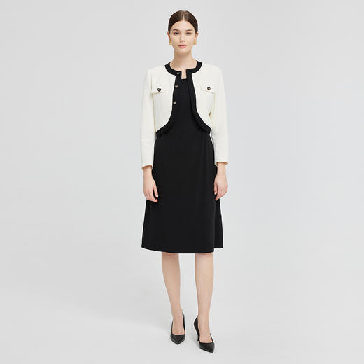 NG839斯尔丽瑟俪圆领短款上衣外套搭配无袖圆领连衣裙女式套装连衣裙 商品图3