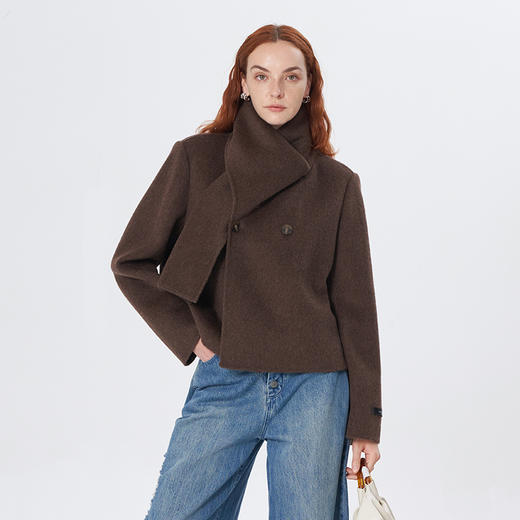 Self Who骆驼绒羊毛双面呢外套女秋冬2023新款高级感咖色毛呢大衣 商品图1