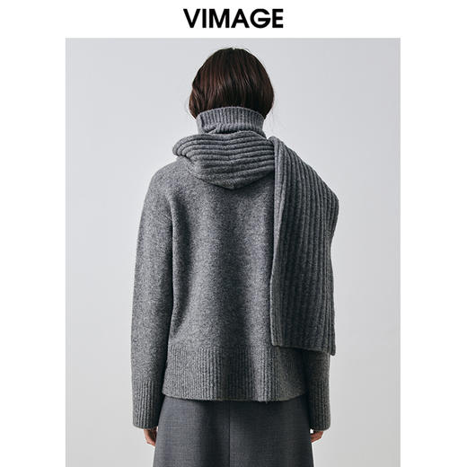 VIMAGE纬漫纪冬季新款时尚宽松舒适高领毛衣套头女上衣V2001610 商品图9