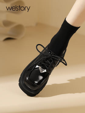 westory2023秋季新款厚底超轻百搭系带单鞋乐福鞋S23CM74041