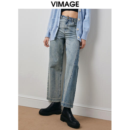 VIMAGE纬漫纪冬季新款时尚通勤休闲显瘦高腰百搭牛仔裤V2005618 商品图3