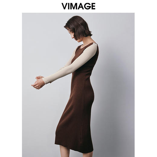 VIMAGE纬漫纪冬季新款设计感小众收腰气质连衣裙V2001616 商品图2