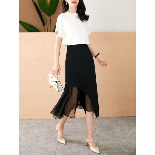 【现货款】鱼尾网纱半身裙女2023夏新款高腰显瘦不规则设计感小众a字裙 商品图2