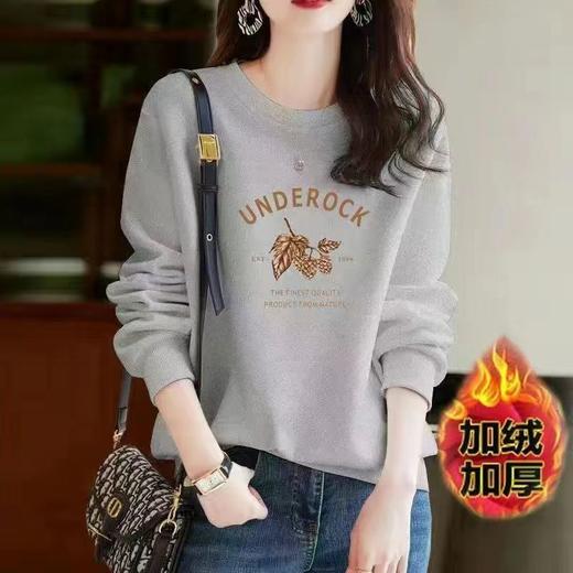 DD-音卓卫衣女秋冬新款韩版宽松圆领加绒加厚印花长袖上衣外套潮 商品图6