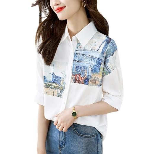 【油画印花白色衬衫】文森特·梵高联名定位印花衬衫 商品图4