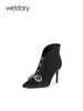 westory2023秋季新品真皮尖头细跟短靴v斜切时尚百搭时装靴W23DS83001 商品缩略图1