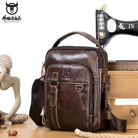 牛船长皮具斜跨包男真皮单肩包头层牛皮外贸复古男包
