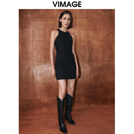 VIMAGE纬漫纪秋季新款设计感小众收腰气质裙子连衣裙V2007626 商品图1