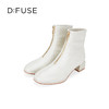 Dfuse迪芙斯冬新款时尚方头压纹前拉链粗跟瘦瘦靴短靴DF34116113 商品缩略图5