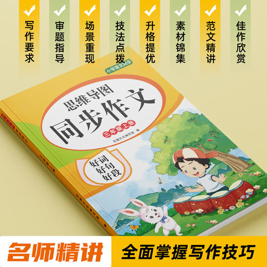 【书行】小学生思维导图同步作文三年级上册下册四五六年级小学生人教版语文写作素材范文大全写作技巧作文阅读理解专项训练 商品图1
