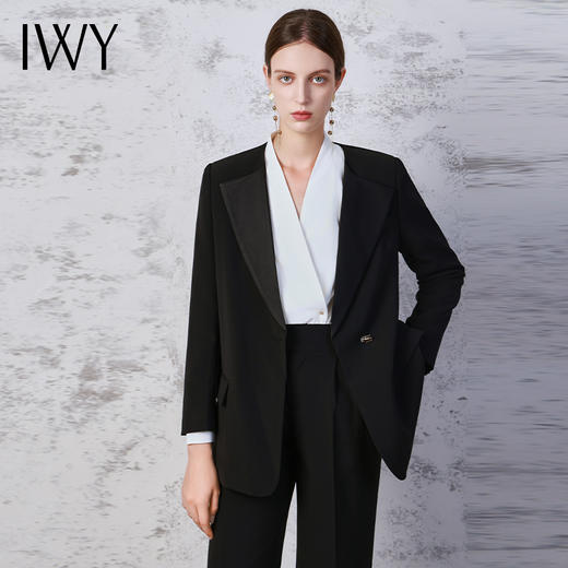 IWY/高端干练黑色职业西装套装女气质商务正装白领经理西服外套C13518+P33518 商品图2