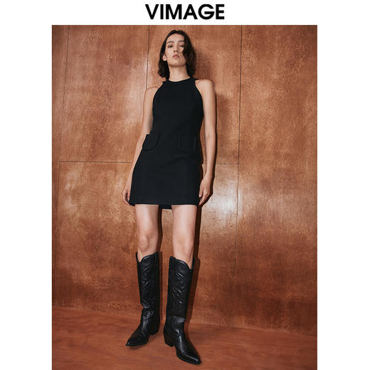 VIMAGE纬漫纪秋季新款设计感小众收腰气质裙子连衣裙V2007626 商品图2