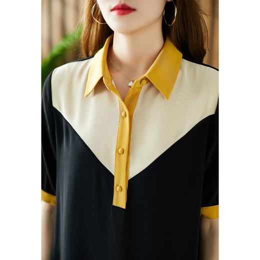 【现货款】天丝气质短袖Polo领连衣裙女2023夏季新款韩版宽松显瘦a字裙 商品图4