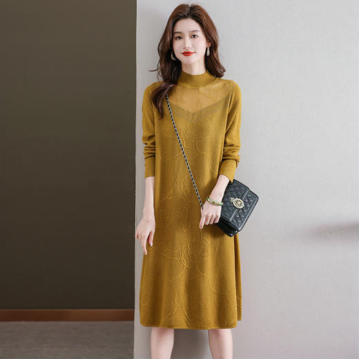 中年妈妈连衣裙，新款女早秋洋气减龄毛衣裙秋季长袖针织打底衫CC-33-62365 商品图1