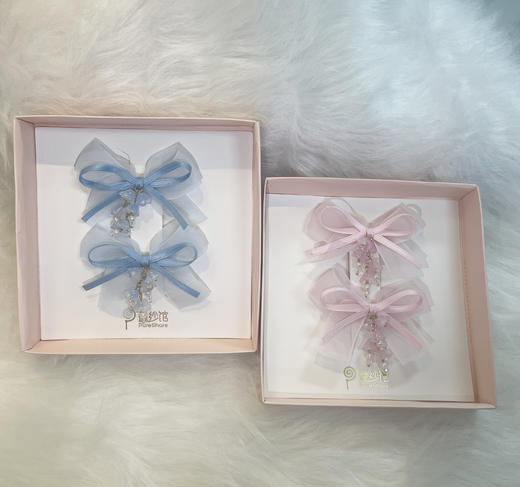pureshare蓬纱馆 中秋发饰铃兰蝴蝶结对夹 商品图0